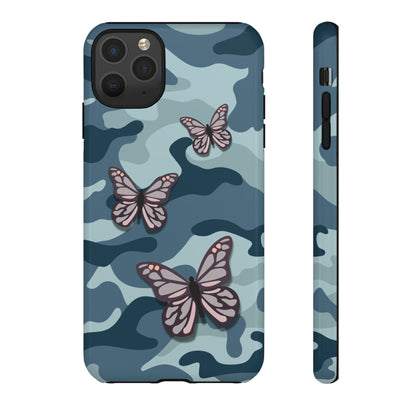 Dark Blue Butterfly Camo Phone Case - Blue Phone Case - iPhone 11 Pro Max / Glossy