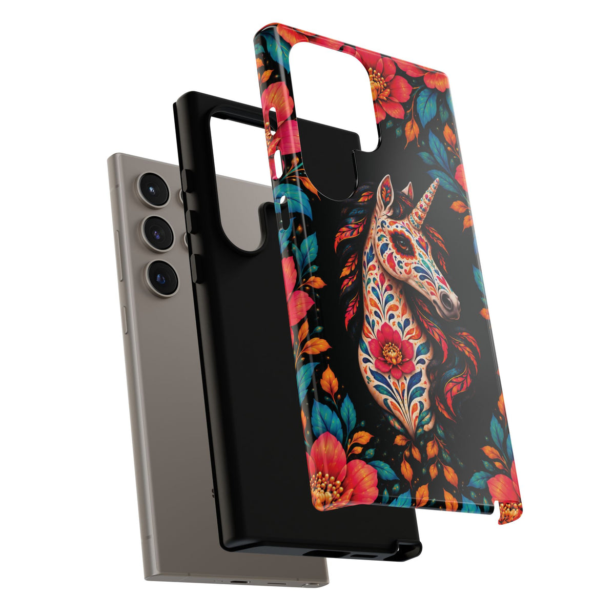 Elegant Pink and Turquoise Calavera Unicorn Phone Case - Phone Case