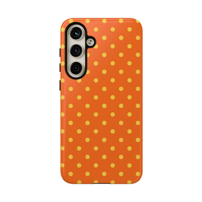 Samsung Galaxy S24 Plus / Glossy Phone Case - Trendy Orange & Yellow Dot Pattern Phone Case
