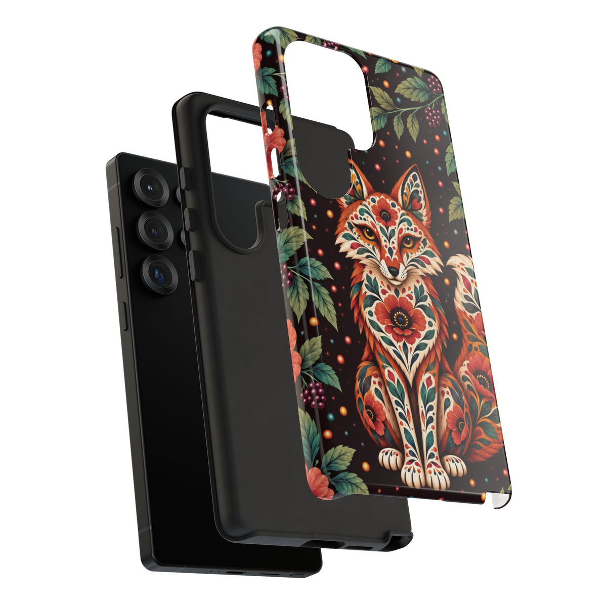 Vibrant Terracotta and Teal Calavera Fox Phone Case - Multicolor Phone Case