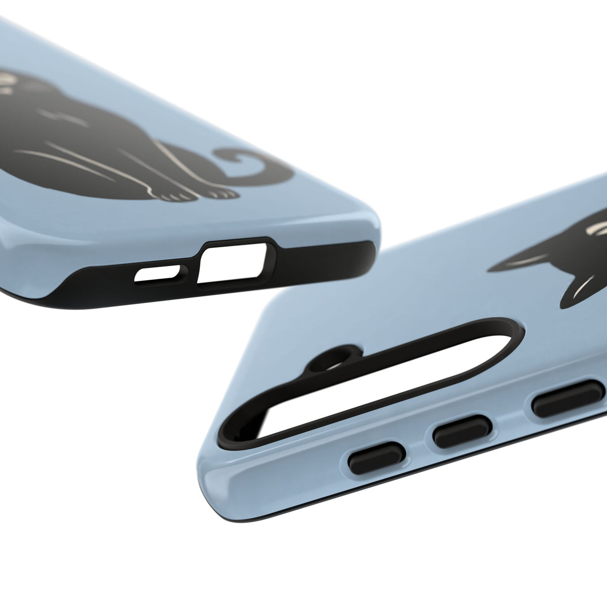Minimalist Powder Blue & Black Cat Phone Case