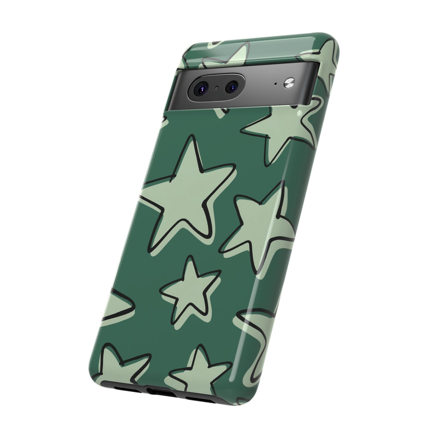 Forest Green Doodle Star Phone Case
