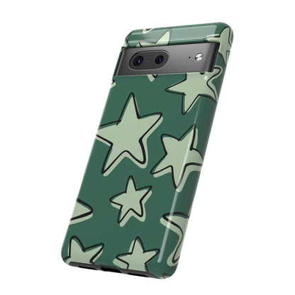 Forest Green Doodle Star Phone Case