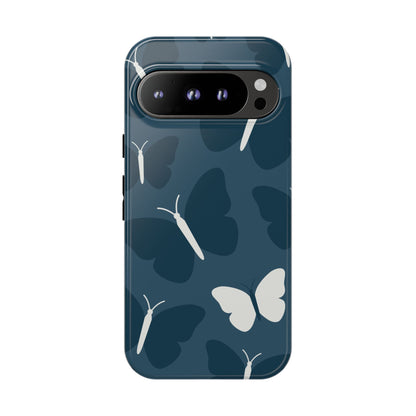 Minimalist Dark Blue Butterfly Pattern Phone Case - Blue Phone Case - Google Pixel 9 Pro / Glossy