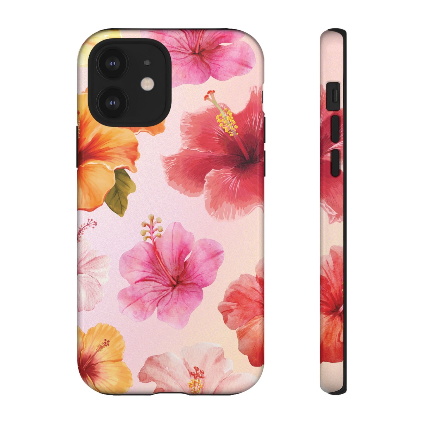 iPhone 12 / Glossy Phone Case - ’Pink Hibiscus Pattern #2’ Phone Case