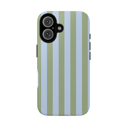 Trendy Ice Blue & Green Stripe Pattern Phone Case - Blue Phone Case - iPhone 16 / Glossy