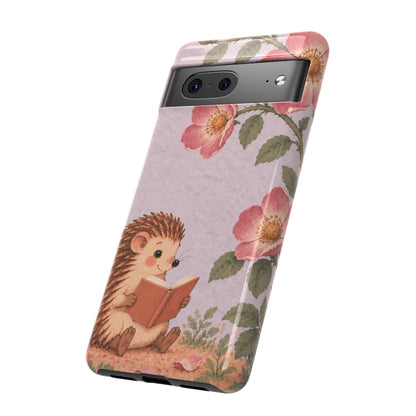 Whimsical Lilac Hedgehog and Wild Rose Phone Case - Purple Phone Case