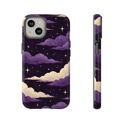 Illustrated Purple Clouds & Stars Phone Case