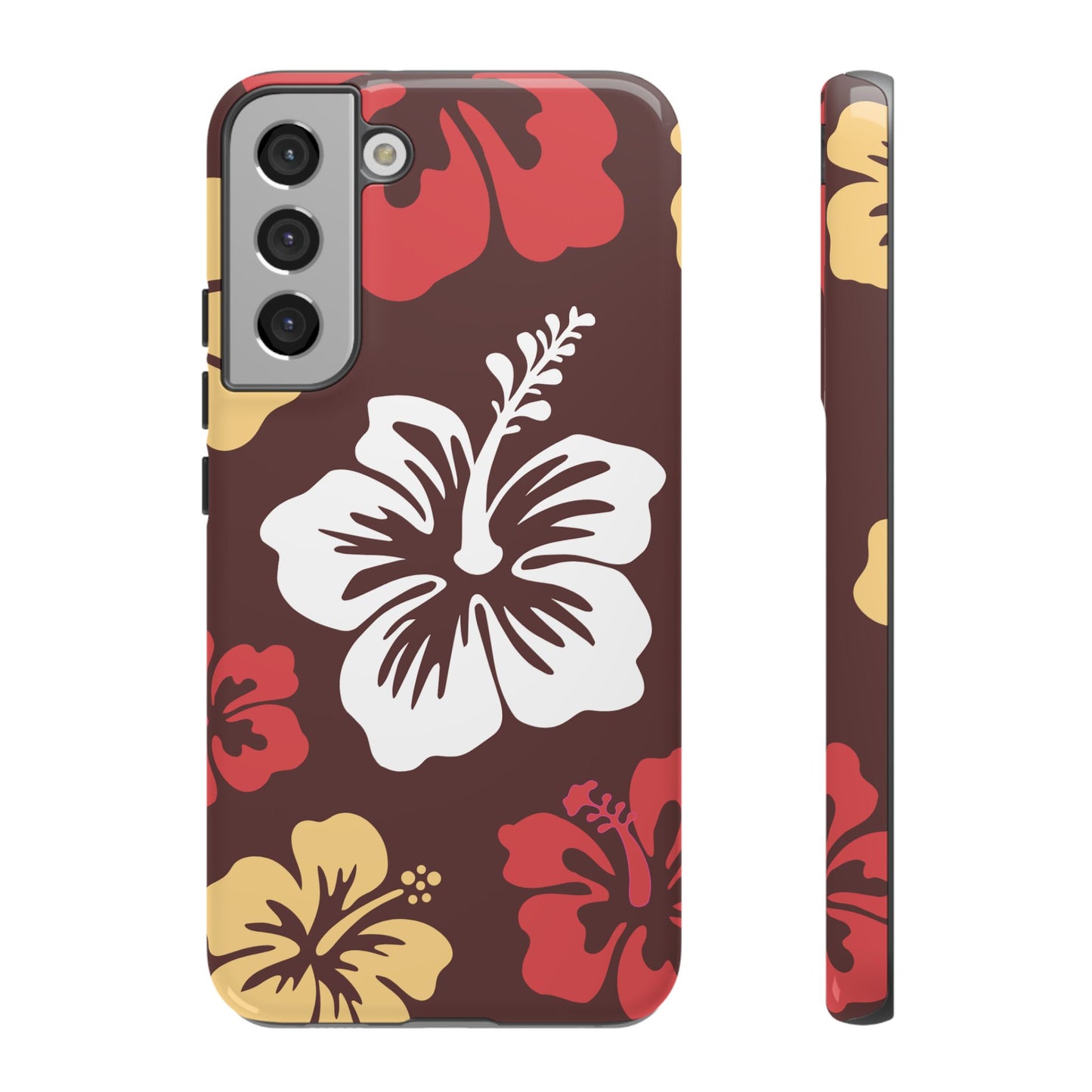 Samsung Galaxy S22 Plus / Glossy Phone Case - ’Hibiscus Retro Pattern #2’ Phone Case