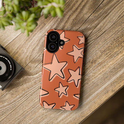 Burnt Orange Doodle Star Phone Case