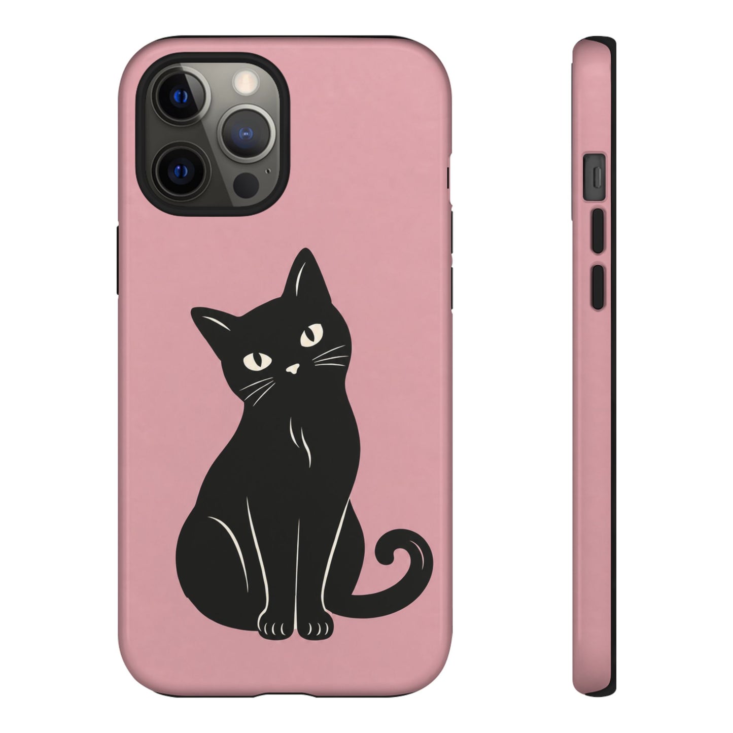 Minimalist Blush Pink & Black Cat Phone Case