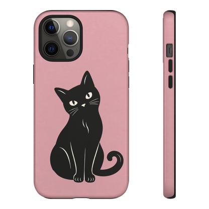 Minimalist Blush Pink & Black Cat Phone Case