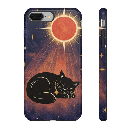 Whimsical Violet Celestial Black Cat Phone Case