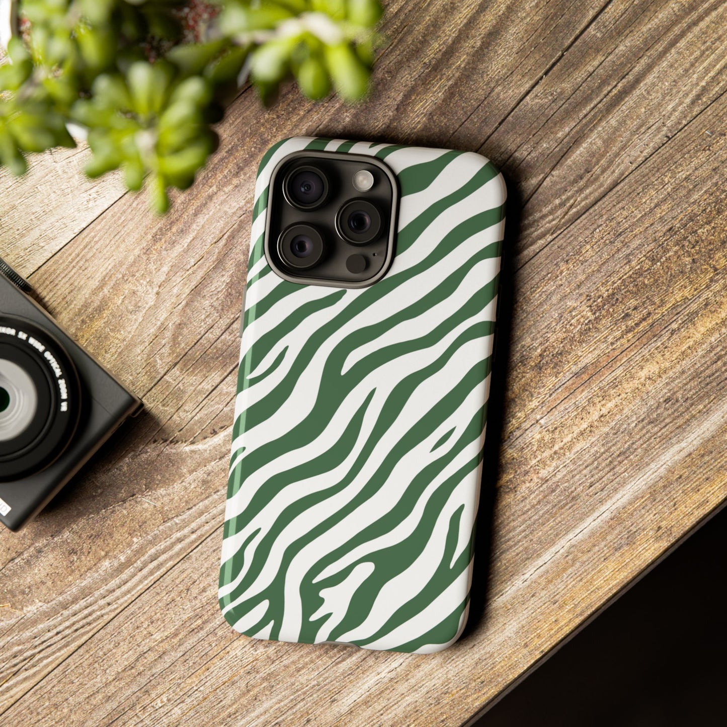 Stylish Sage Zebra Print Phone Case