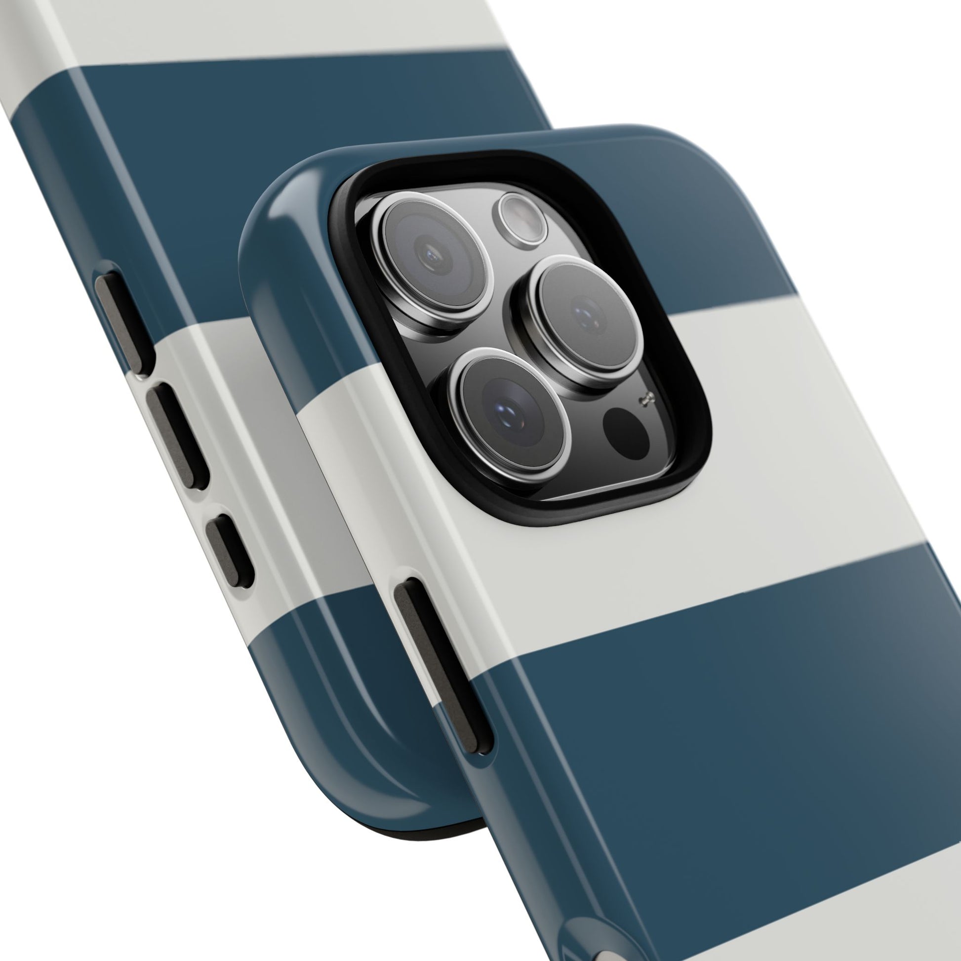 Phone Case - Blue & White Horizontal Stripe Pattern Phone Case