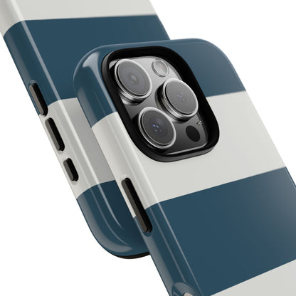 Phone Case - Blue & White Horizontal Stripe Pattern Phone Case