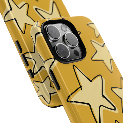 Golden Yellow Doodle Star Phone Case