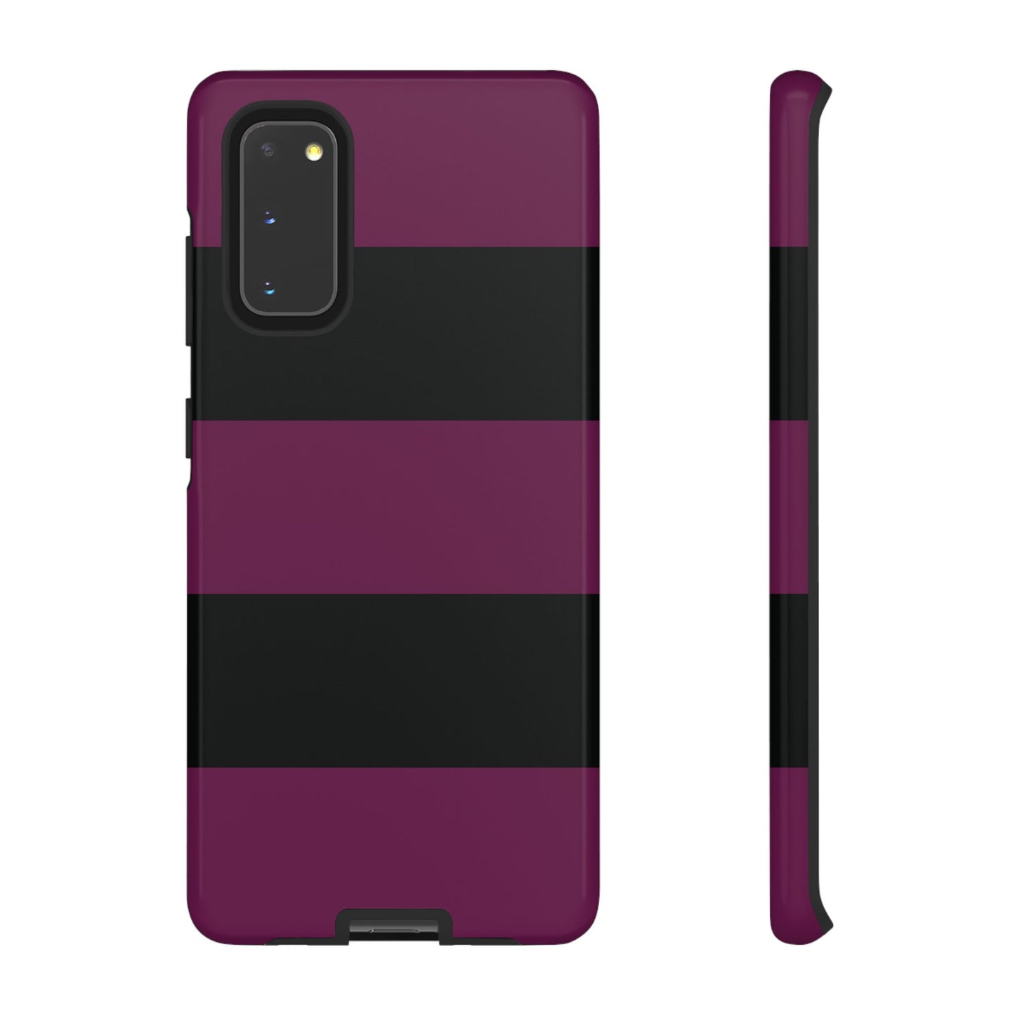 Samsung Galaxy S20 / Glossy Phone Case - Purple & Black Horizontal Stripe Pattern Phone Case