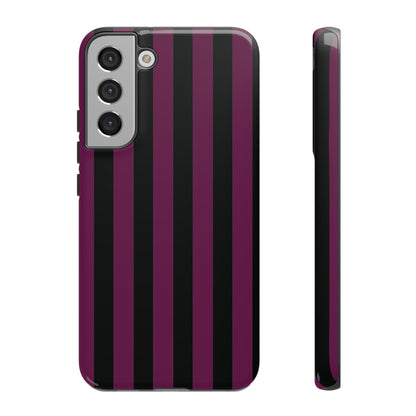 Trendy Plum & Black Stripe Pattern Phone Case - Purple Phone Case - Samsung Galaxy S22 Plus / Glossy