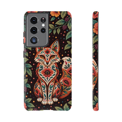 Vibrant Terracotta and Teal Calavera Fox Phone Case - Multicolor Phone Case - Samsung Galaxy S21 Ultra / Glossy