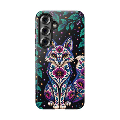 Vibrant Purple and Teal Calavera Fox Phone Case - Multicolor Phone Case - Samsung Galaxy S25 / Glossy