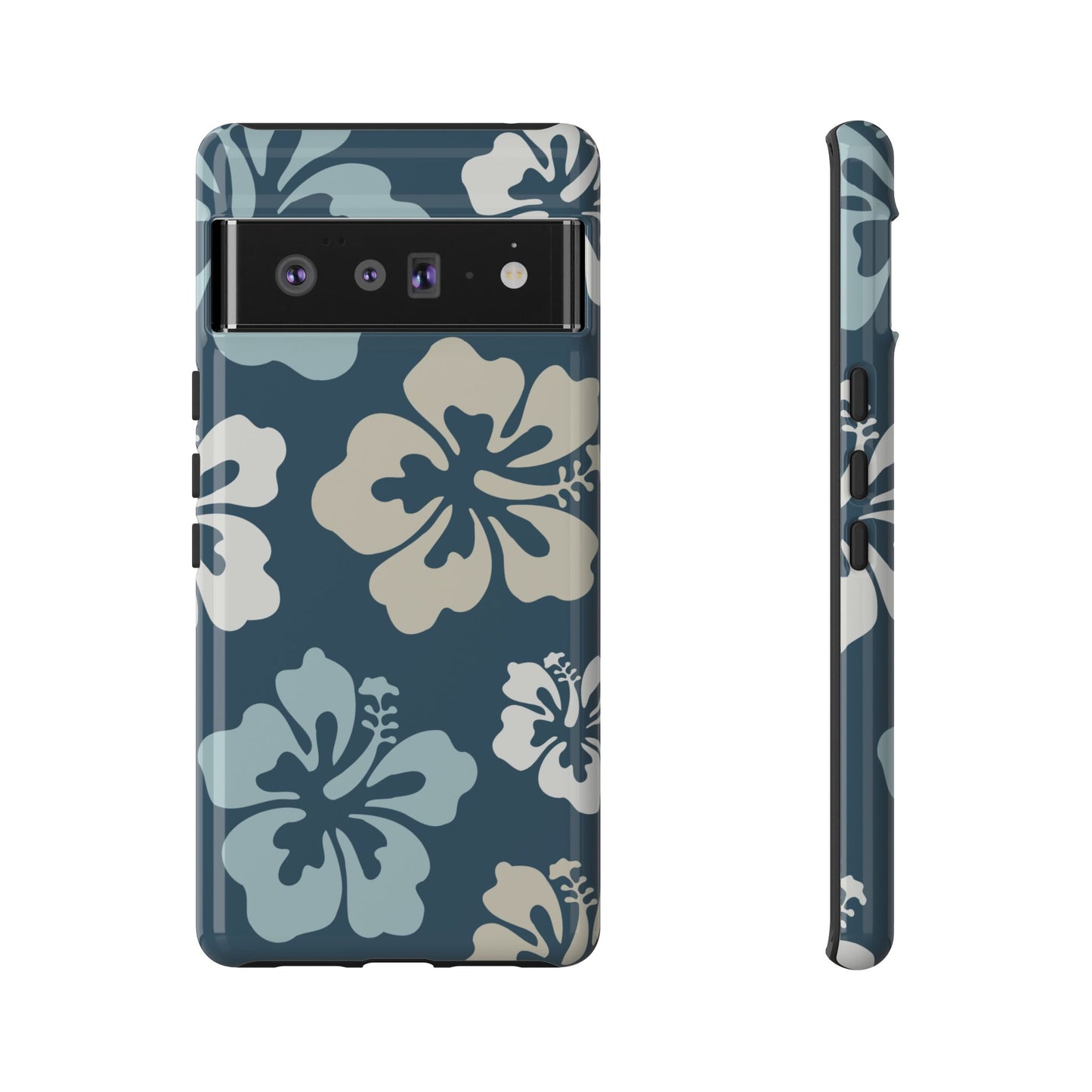 Google Pixel 6 Pro / Glossy Phone Case - ’Blue Hibiscus Retro Pattern #1’ Phone Case