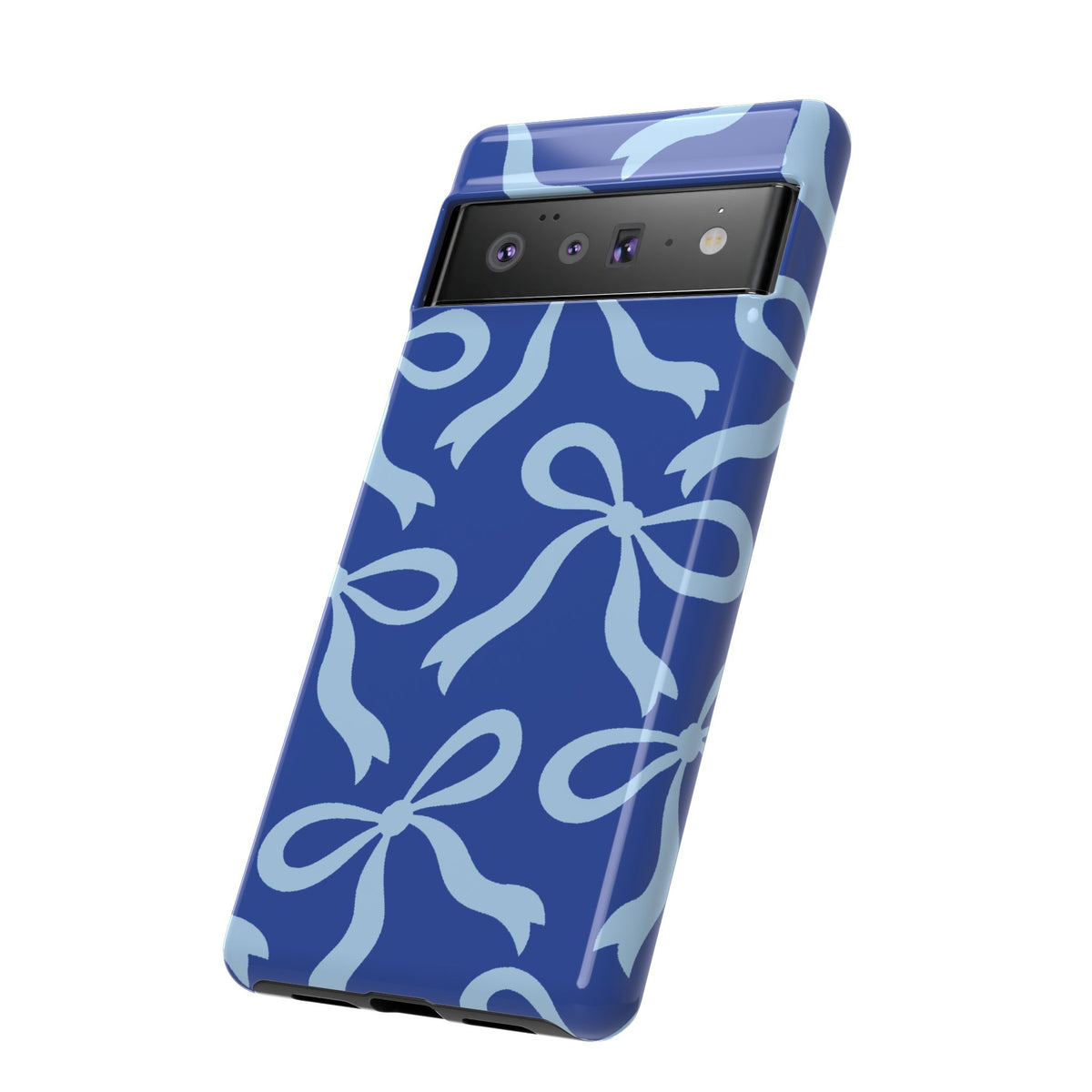 Bold Cobalt Blue and Powder Blue Bow Pattern Phone Case - Blue Phone Case