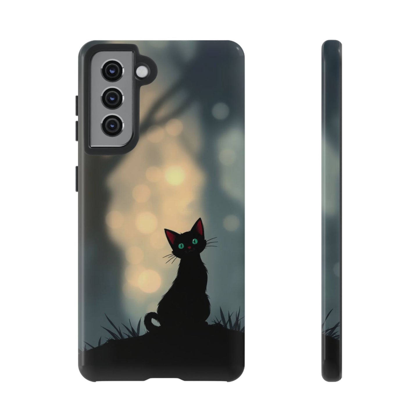 Samsung Galaxy S21 / Glossy Phone Case - Gothic Cat Design Phone Case