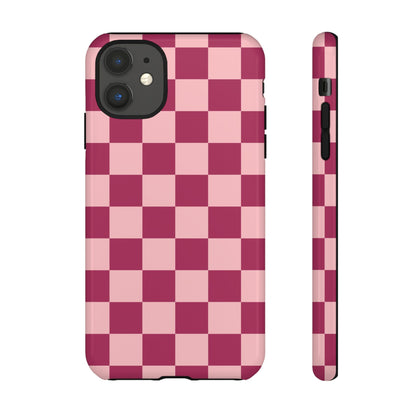 Pink Checked Pattern Phone Case - Pink Phone Case - iPhone 11 / Glossy