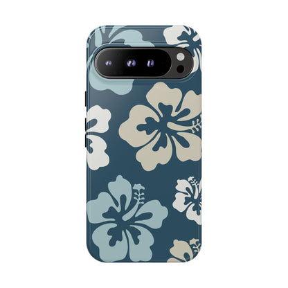 Google Pixel 9 Pro XL / Glossy Phone Case - ’Blue Hibiscus Retro Pattern #1’ Phone Case
