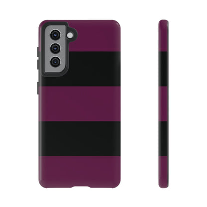 Samsung Galaxy S21 / Glossy Phone Case - Purple & Black Horizontal Stripe Pattern Phone Case