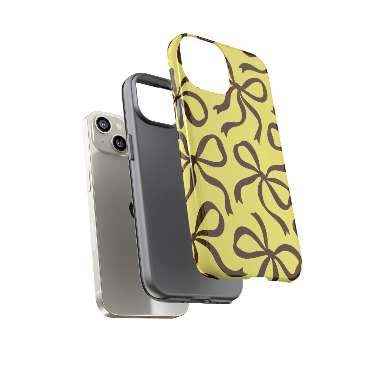 Bold Butter Yellow and Chocolate Brown Bow Pattern Phone Case