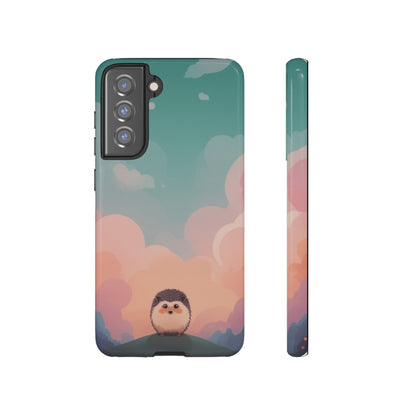 Samsung Galaxy S21 FE / Glossy Phone Case - Cute Hedgehog & Cloud Design Phone Case