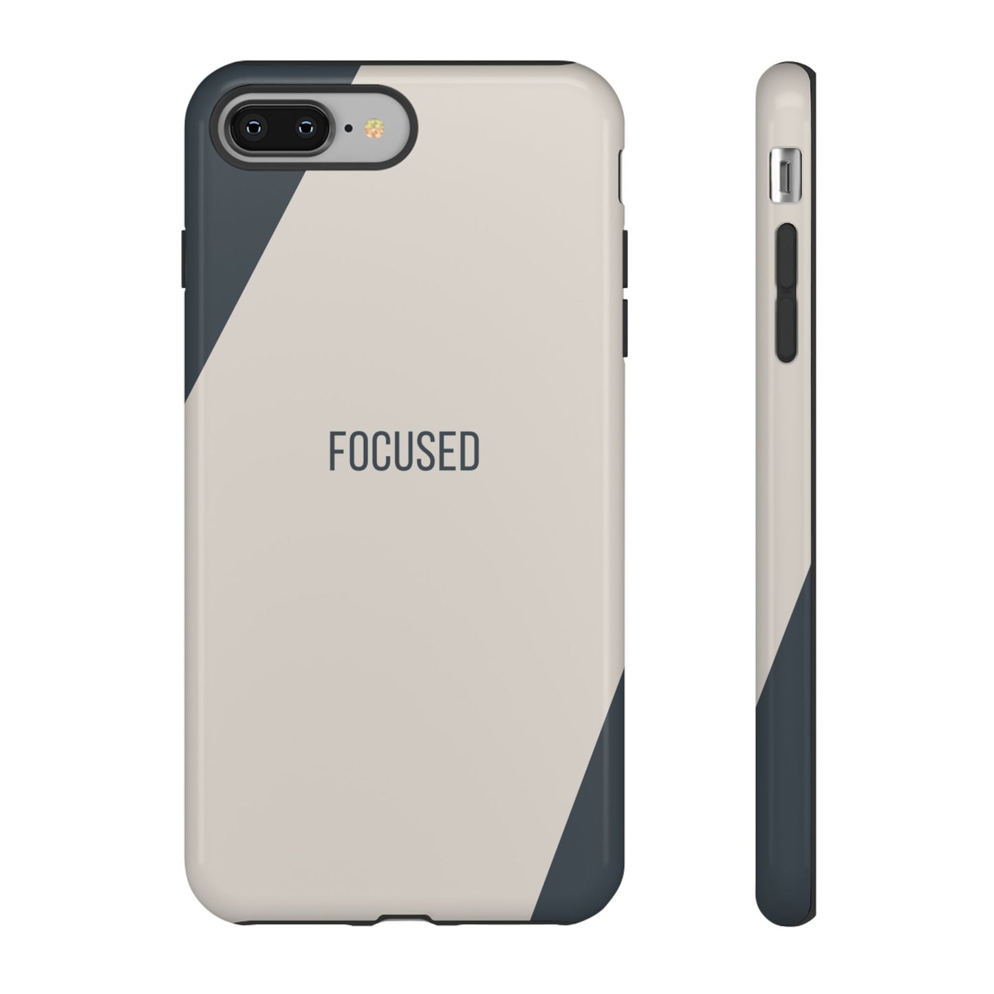 iPhone 8 Plus / Glossy Phone Case - Sassy Statement Case ’Focused’ in Beige & Blue