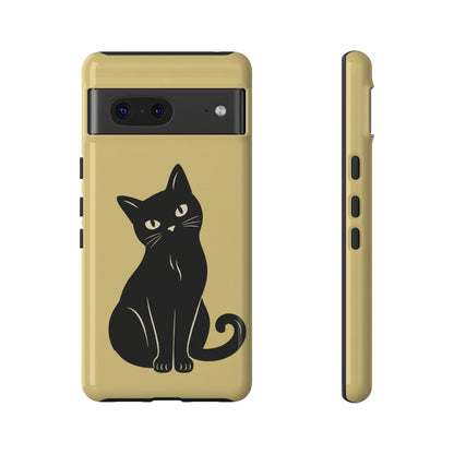Minimalist Butter Yellow & Black Cat Phone Case