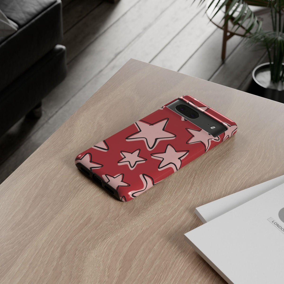 Cherry Red Doodle Star Phone Case