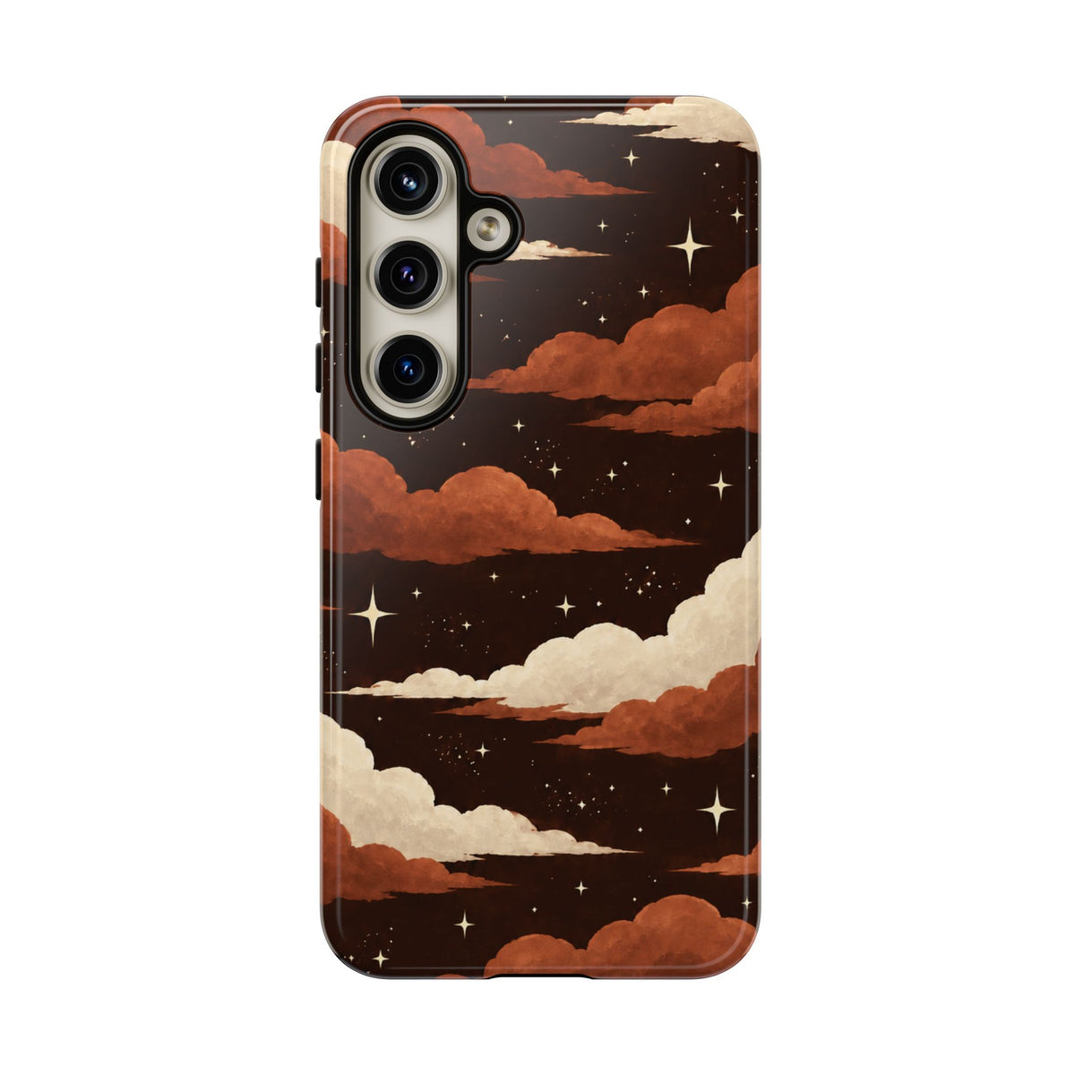 Illustrated Burnt Orange Clouds & Stars Phone Case
