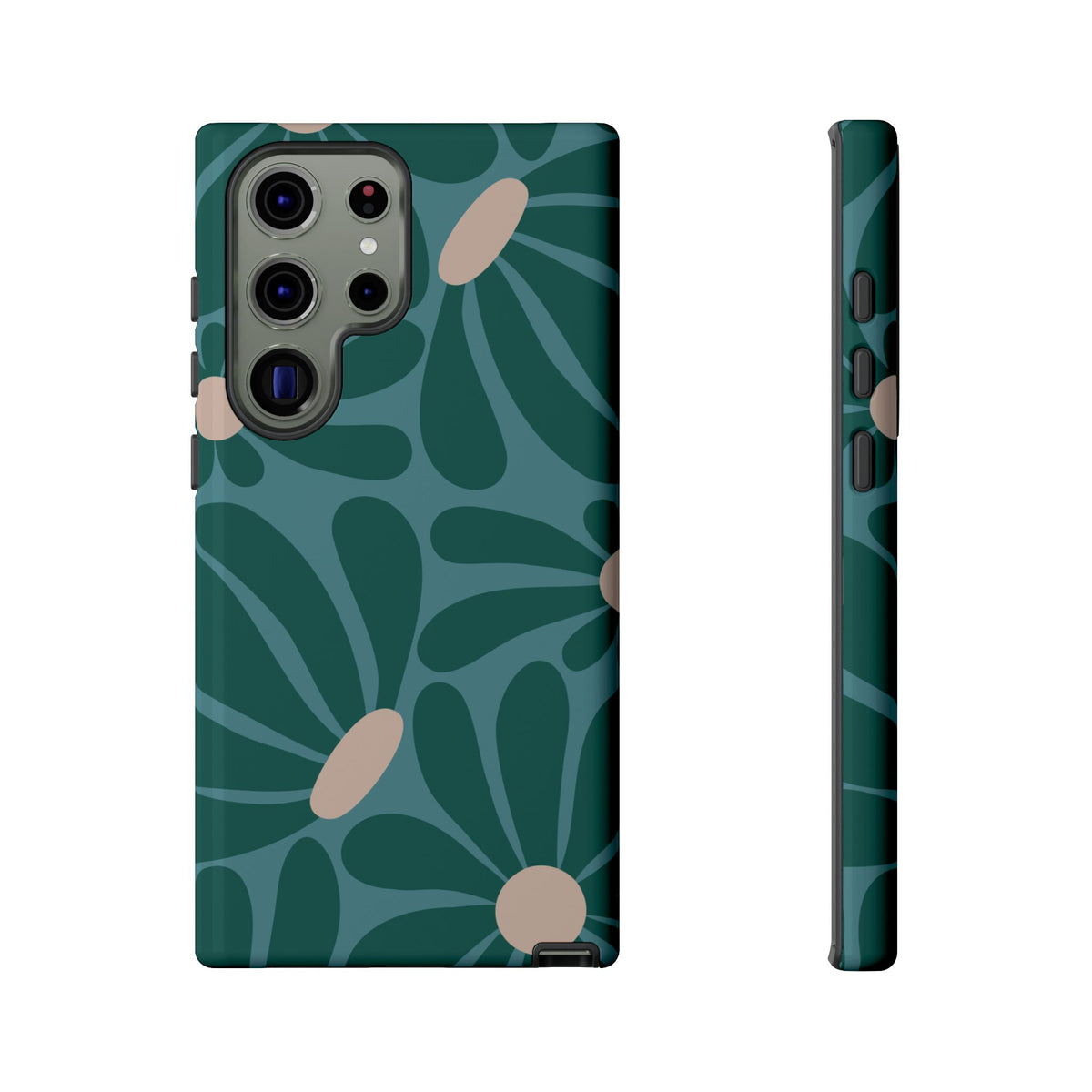 Retro Turquoise Daisy Pattern Phone Case - Green Phone Case - Samsung Galaxy S23 Ultra / Glossy