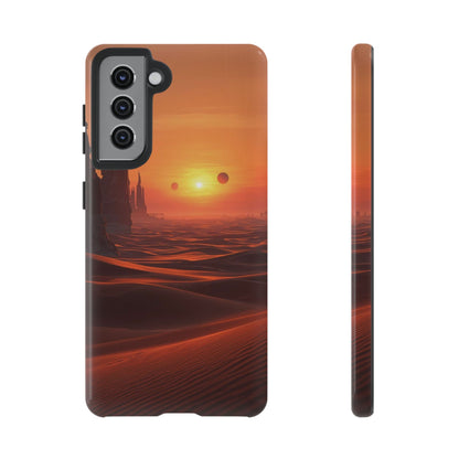 Twin Suns Desert World Sci-fi Phone Case - Orange Phone Case - Samsung Galaxy S21 / Glossy