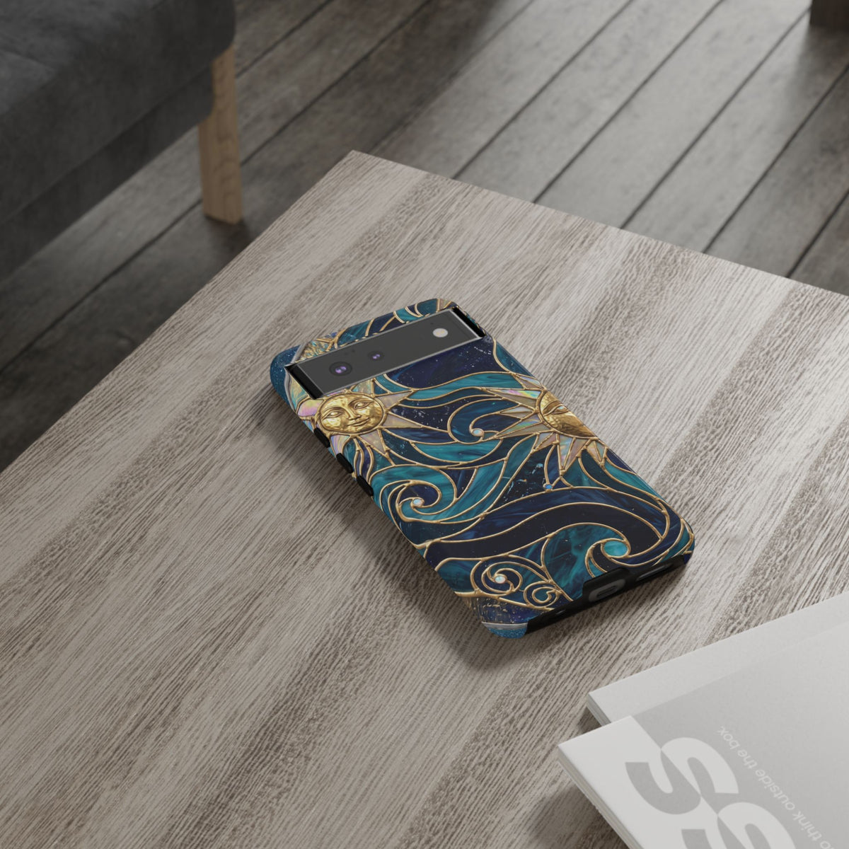 Elegant Teal & Gold Celestial Suns Phone Case