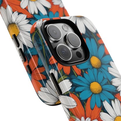 Phone Case - Pop Art Daisies Illustration ’Red & Blue’ Phone Case
