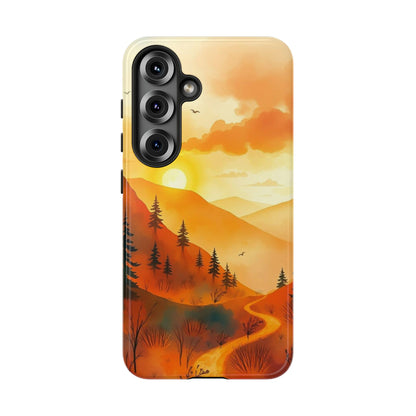 Samsung Galaxy S25 / Glossy Phone Case - Golden Sunset Design Phone Case