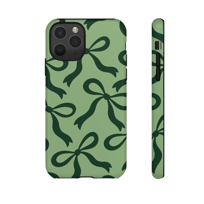 Bold Sage Green and Forest Green Bow Pattern Phone Case - Green Phone Case - iPhone 11 Pro / Glossy