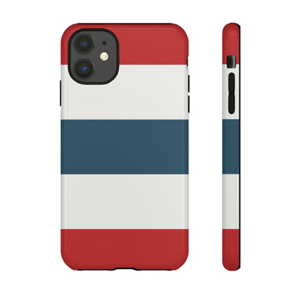 iPhone 11 / Glossy Phone Case - Red White & Blue Horizontal Stripe Pattern Phone Case