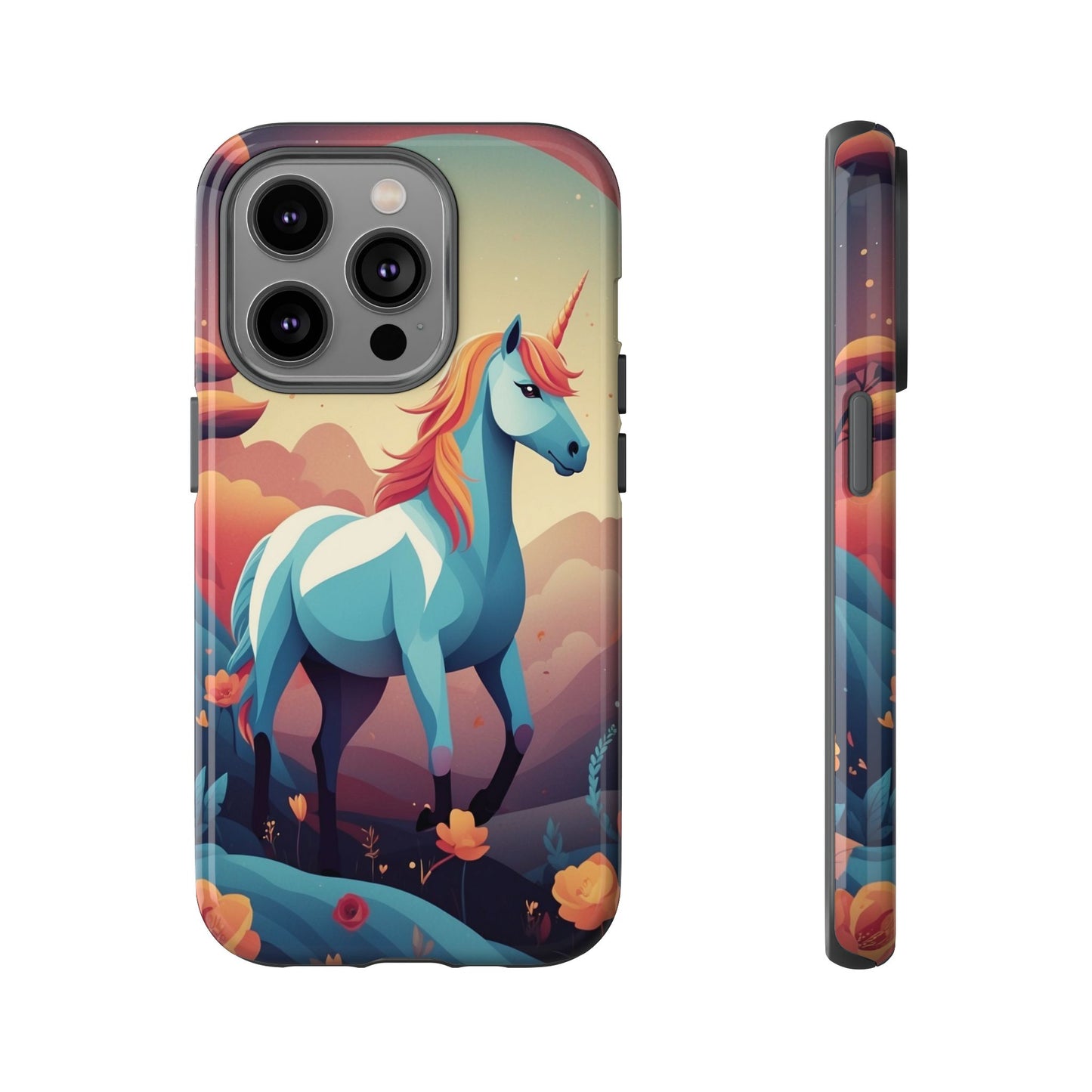 iPhone 14 Pro / Glossy Phone Case - Stylised Unicorn Design Phone Case