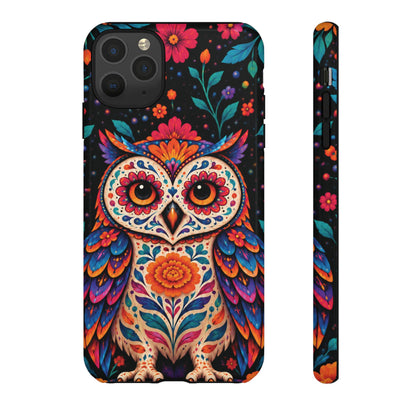 Vibrant Orange and Turquoise Calavera Owl Phone Case - Multicolor Phone Case - iPhone 11 Pro Max / Glossy