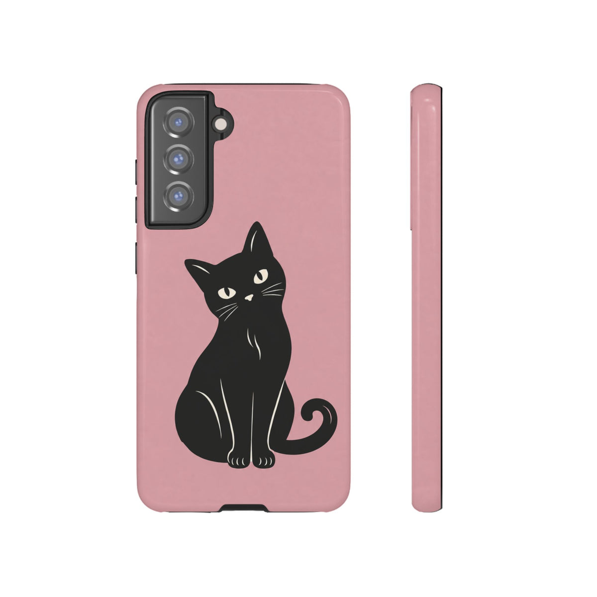 Minimalist Blush Pink & Black Cat Phone Case