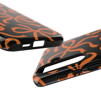 Bold Black and Burnt Orange Bow Pattern Phone Case
