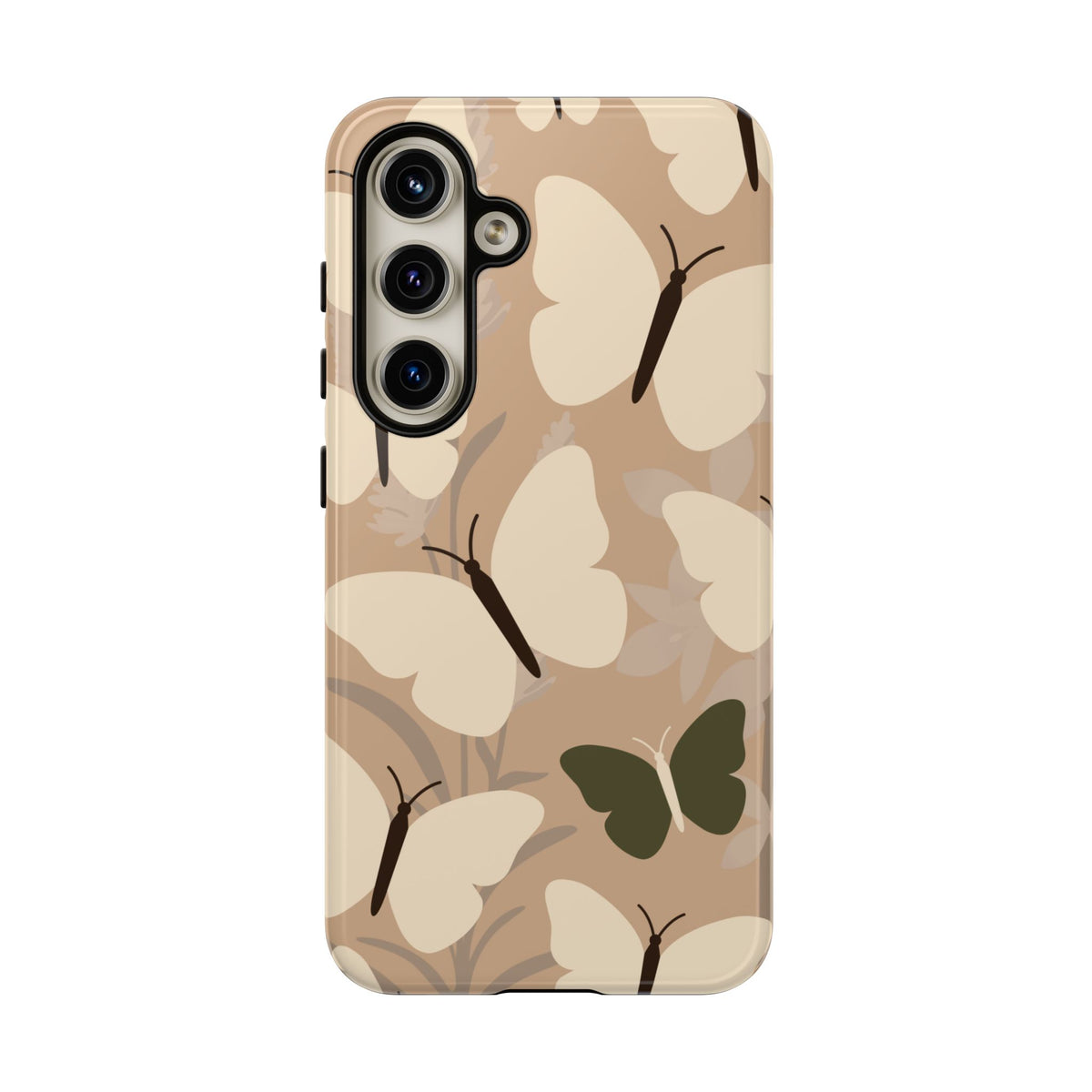 Minimalist Beige Butterfly Pattern Phone Case - Beige Phone Case - Samsung Galaxy S24 / Glossy