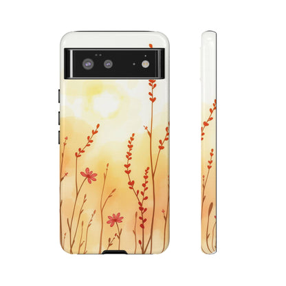 Google Pixel 6 / Glossy Phone Case - Boho Chic Watercolour Wildflower Dusk Pattern Phone Case